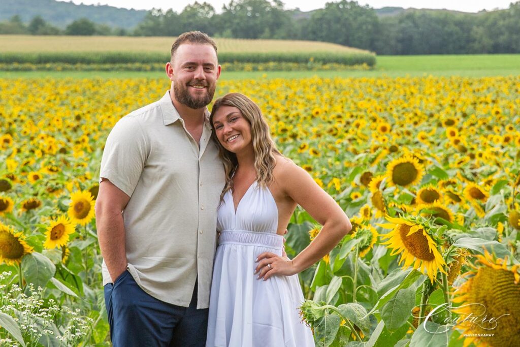 Sunflower Field Engagement Session in Branford, CT