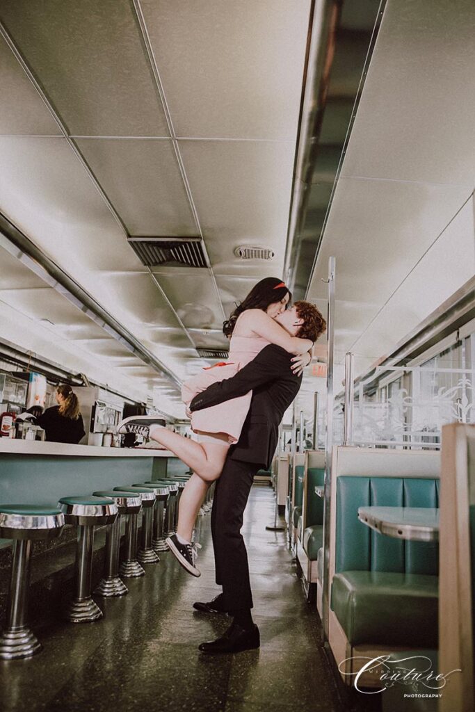 Engagement Session at Olympian Diner in Newington, CT