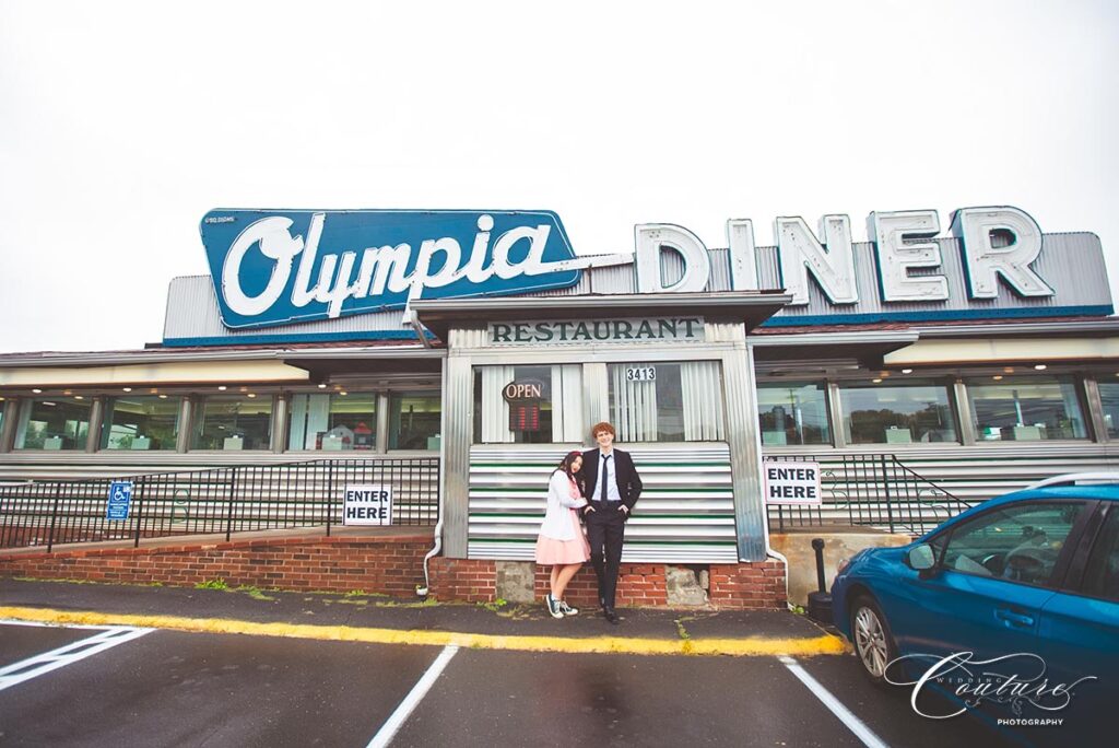 Engagement Session at Olympian Diner in Newington, CT